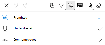 Fremhævet menu i OneDrive til Android PDF-markering