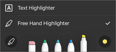 Indstillinger for Markeringsfremhævning i OneDrive til iOS PDF