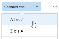 Sortieren der Ansicht der Dokumentbibliothek in Office 365