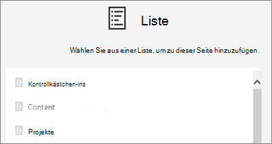 Auswählen einer Liste