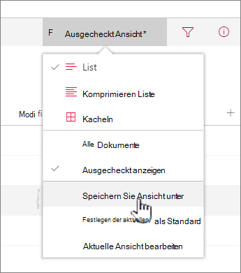 Klicken Sie auf Speichern unter, um die aktualisierte oder neue Ansicht zu speichern.