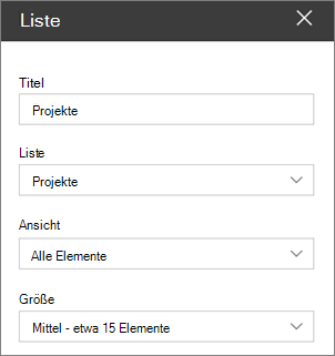 Listenweb part settings