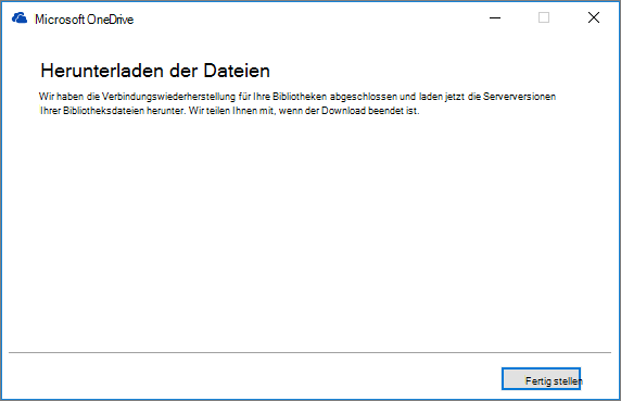 Abschließendes OneDrive for Business-Dialogfeld "Synchronisierung reparieren"