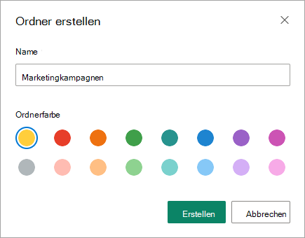 Sie können den Namen für Ihren neuen Ordner im Dialogfeld Ordner erstellen in SharePoint Modern eingeben.