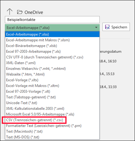 Speichern Sie Ihre Excel-Datei als CSV-Datei.