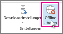 Schaltfläche "Offline arbeiten" in Outlook 2013