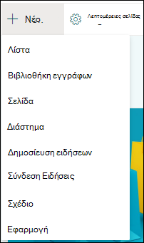 Προσθήκη νέου στοιχείου σε μια τοποθεσία του SharePoint