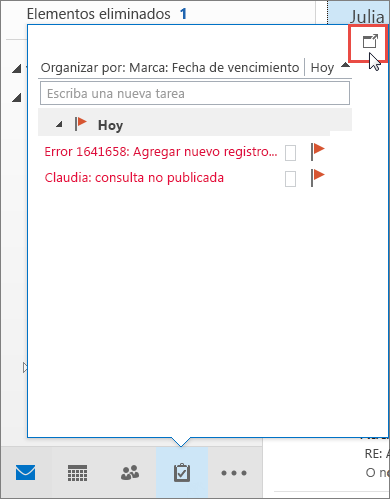 Información de Tareas con el icono de acoplamiento resaltado