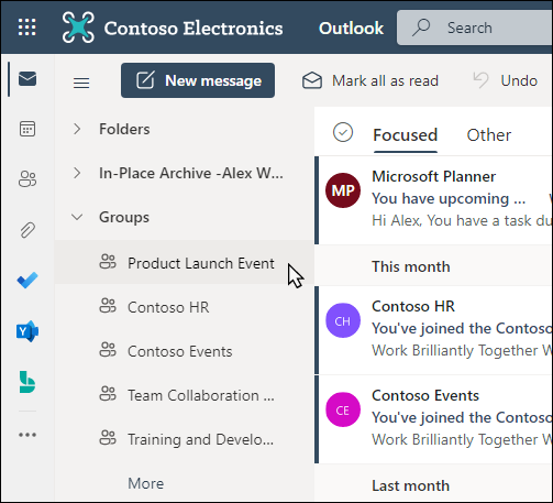 Grupos de Microsoft 365 en Outlook