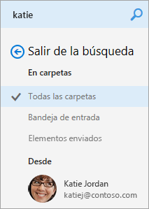 Captura de pantalla del panel de navegación de resultados de búsqueda.