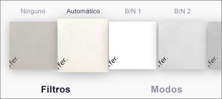 Opciones de filtro para digitalizaciones de imágenes en OneDrive para iOS