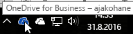Kuvatõmmis, mis kujutab kursorit sinise OneDrive'i ikooni kohal koos tekstiga OneDrive for Business.