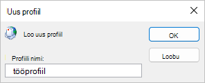 Sisestage profiili nimi.