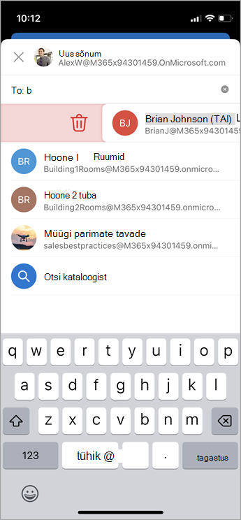 iOS kustutab kontakti