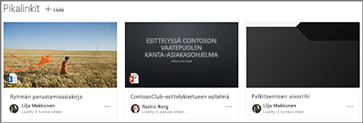 SharePoint-ryhmäsivuston pikalinkit