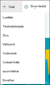 Uuden kohteen lisääminen SharePoint-sivustoon