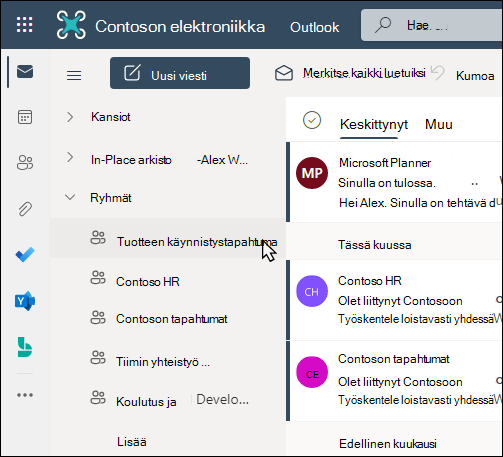 Microsoft 365 -ryhmät Outlookissa