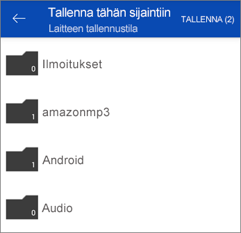 Tiedostojen tallentaminen OneDrivesta