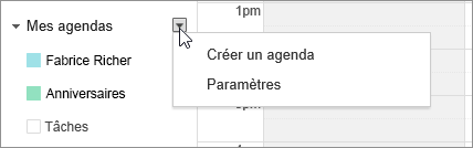 Sélectionner Mon calendrier, puis Paramètres