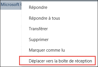 Déplacer vers la boîte de réception