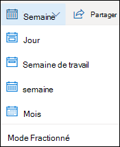 Sélectionnez l’affichage Calendrier ou activer ou désactiver le mode fractionné.