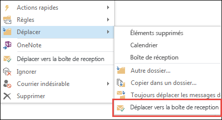Déplacer vers la boîte de réception