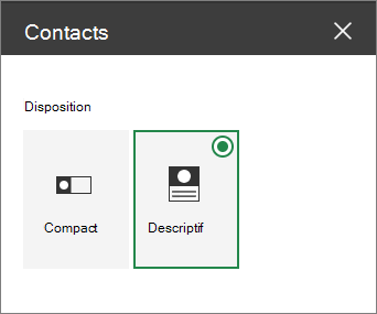 Personnes options de disposition du composant WebPart