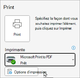 Options d’impression de fichier Outlook classique