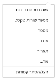 בחירת העמודות שברצונך להציג בספריית מסמכים