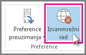 Gumb Izvanmrežni rad u programu Outlook 2013