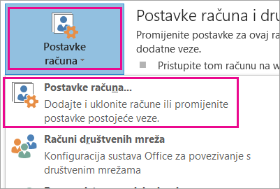 Da biste uklonili račun za Gmail, odaberite Datoteka, Postavke računa, Postavke računa.