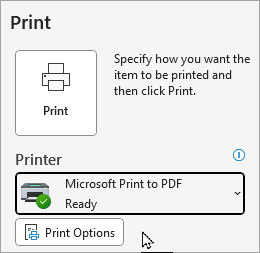 Klasične mogućnosti ispisa datoteke programa Outlook