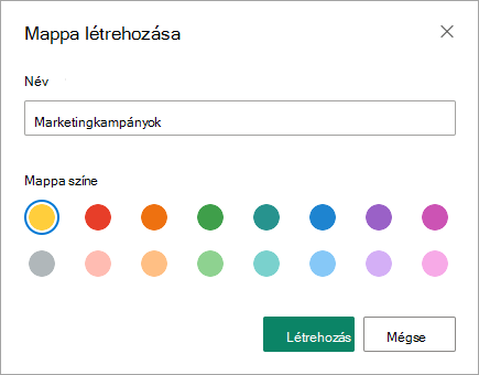 Az új mappa nevét a SharePoint Modern felhasználói felületén, a Mappa létrehozása párbeszédpanelen adhatja meg.