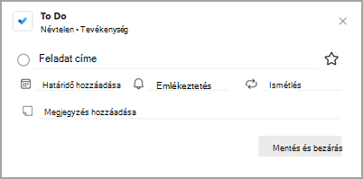 Képernyőkép a Teendő előugró párbeszédpanelről.