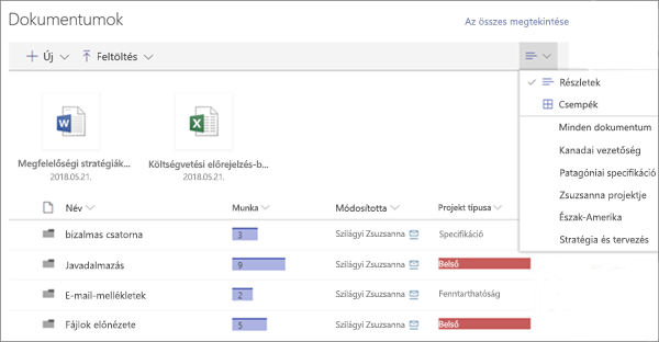 Dokumentumtár kijelző egy modern lapon.