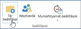 A Tár beállításai gomb a SharePoint menüszalagján