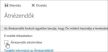 Az Átnézendők funkció kikapcsolásához törölje a jelet a jelölőnégyzetekből ezen a lapon, majd válassza a Mentés lehetőséget.