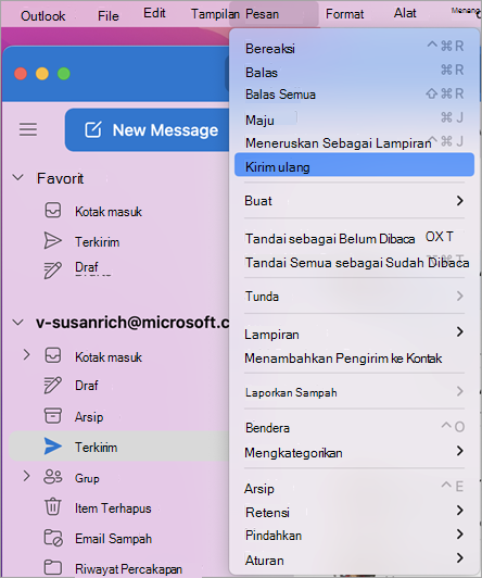 Turun bawah Pesan untuk mengirim ulang email