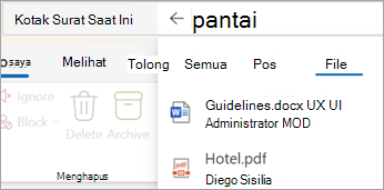 Pilih File untuk melihat hasil pencarian dengan lampiran saja.