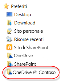 Cartella di OneDrive for Business sincronizzata in Esplora file