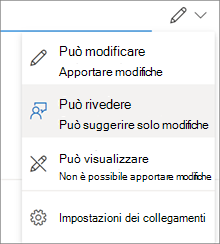 Autorizzazioni rapide nella finestra di dialogo Condividi di OneDrive