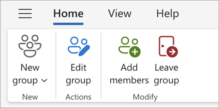 In Outlook, quando si visualizza il gruppo di Microsoft 365, selezionare Modifica gruppo sulla barra multifunzione.