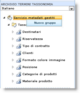 È possibile utilizzare il menu per creare nuovi gruppi.