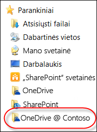 Sinchronizuotas „OneDrive“ verslui aplankas failų naršyklėje