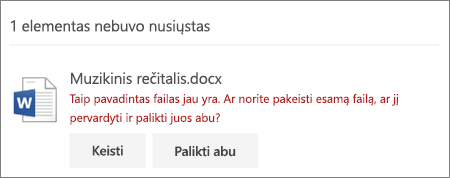 Klaida „Failo vardas jau yra“ „OneDrive“ žiniatinklio vartotojo sąsajoje