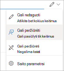 Sparčiosios teisės dialogo lange "OneDrive" bendrinimas