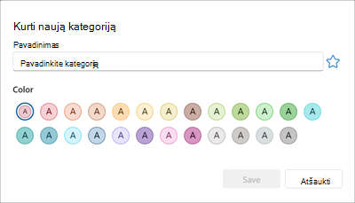 Panel to create a new color category