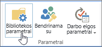 "SharePoint" bibliotekos parametrų mygtukai juostelėje