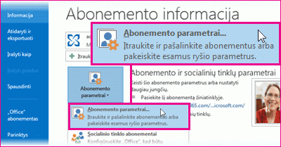 Abonemento parametrai „Backstage“ rodinyje