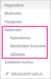 Greitosios paleisties srityje esantis saitas Naujausi pateiki neseniai sukurtus puslapius, sąrašus ir bibliotekas